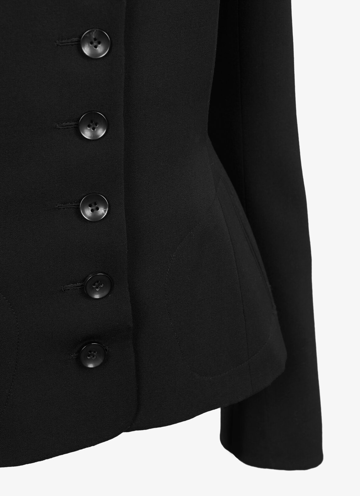 Wool-Blend Button-Front Blazer ALAÏA BLACK WOOL-BLEND BUTTON-FRONT BLAZER